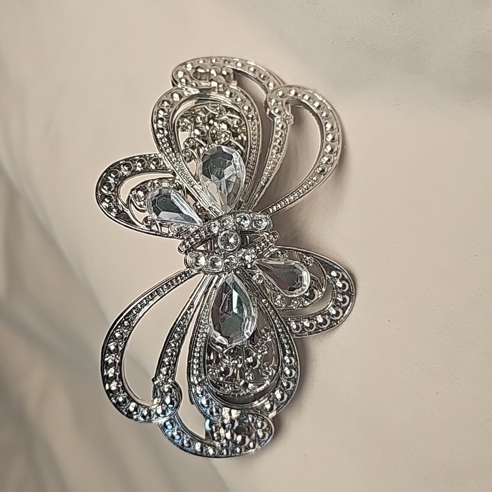 Jeweled Silver Hair Clip
